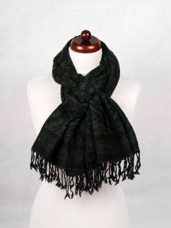 Šála z merino vlny tmavě zelená