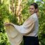 Kaschmirische Pashmina exklusiv creme mit Gold  und Graubraun