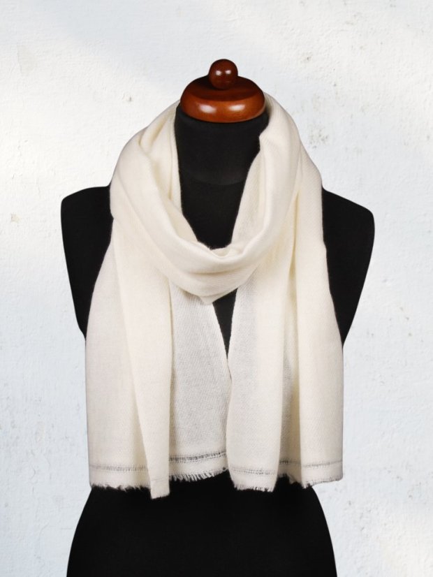 100% Kaschmirschal exklusiv schmal cremefarben