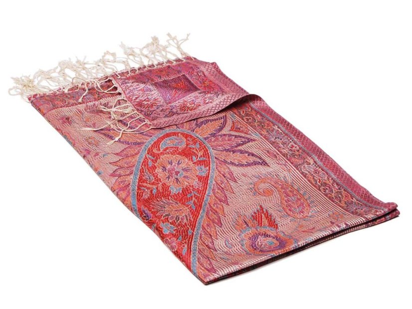 Seidenschal Super mittelgroß rosa-cremefarben mit Hellblau