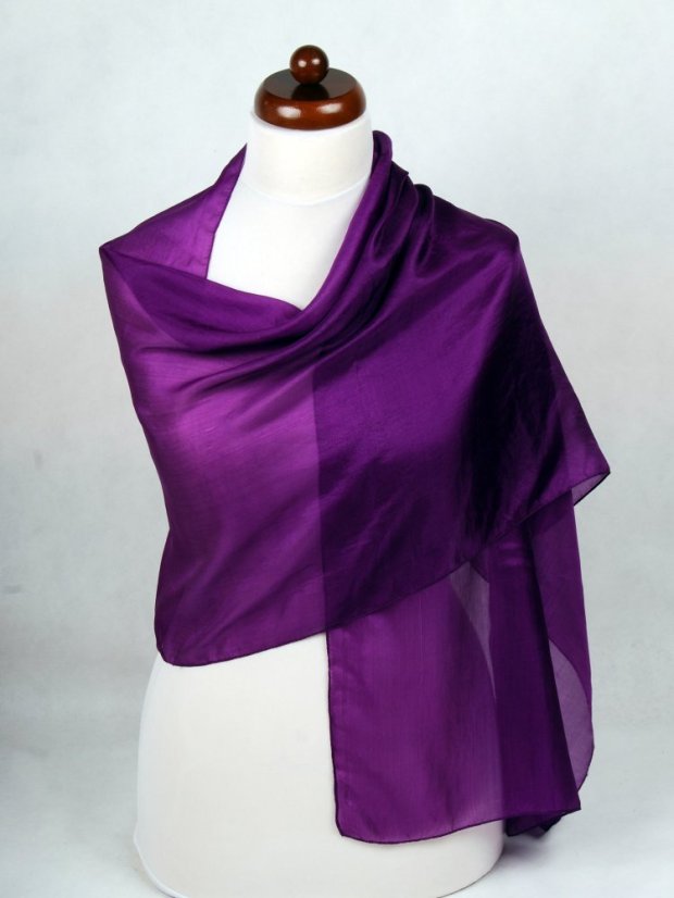 Hodvábny šál jednofarebný tmavofialový