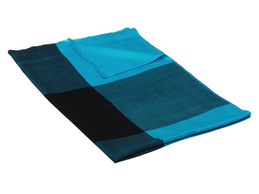 Kaschmirische Pashmina exklusiv kariert türkis-schwarz