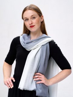 Ring-Pashmina exklusiv Ombre grau mit Cremefarbe