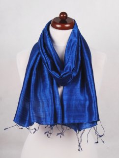 Šál zo surového hodvábu modrý