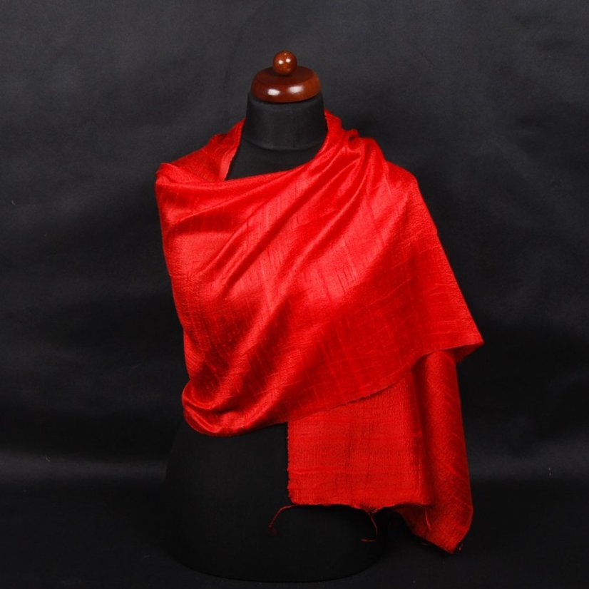 Schal aus Rohseide rot
