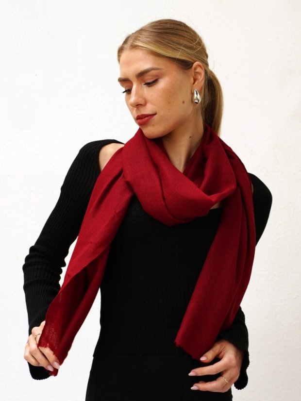 Pashmina-Wollschal Self dunkelrot