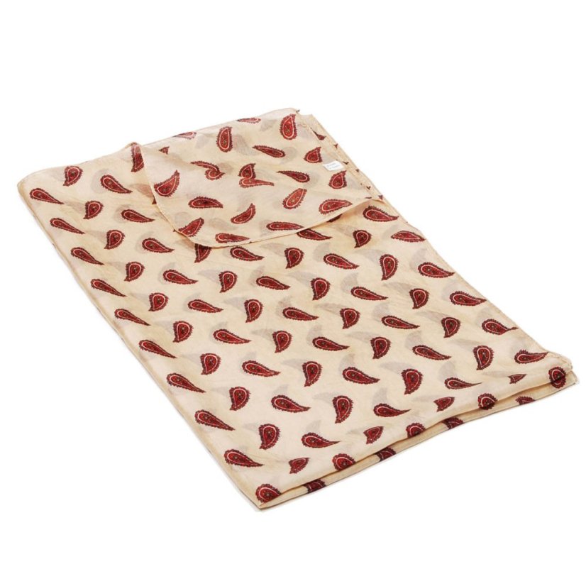 Hodvábny šál s potlačou svetlobéžový