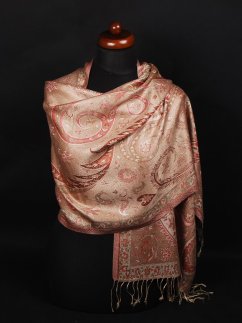 Hedvábná šála Super střední Norga zlatá s červenou