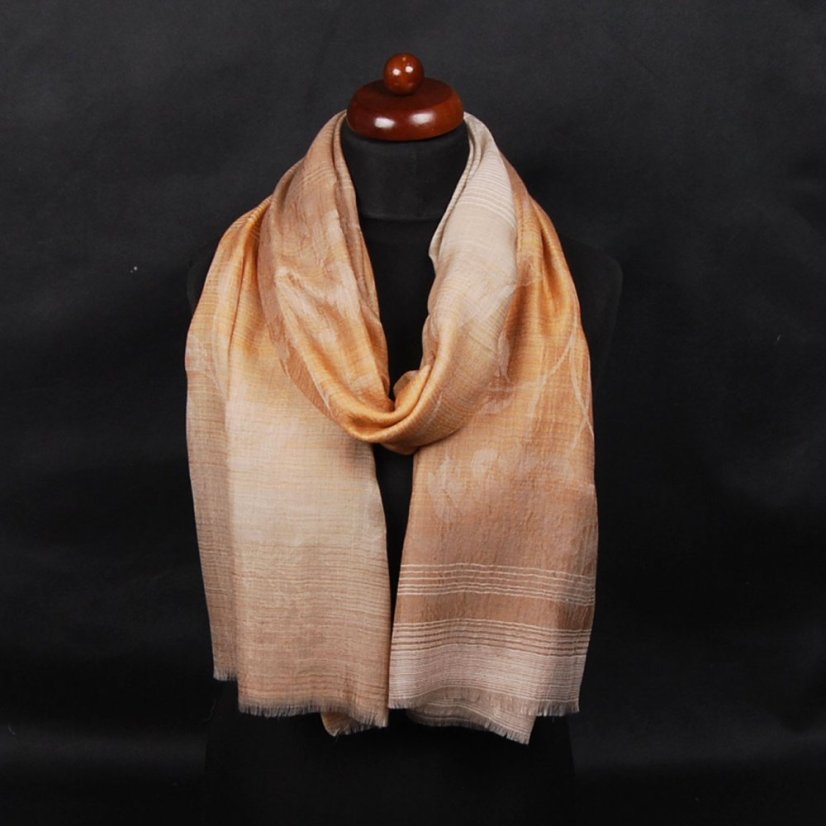 Kašmírska vlnená pašmína exclusive so zlatou farbou