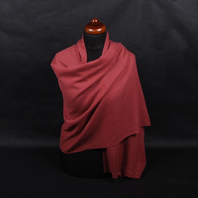 100% Kaschmir-Schal groß dunkelrosa-braun