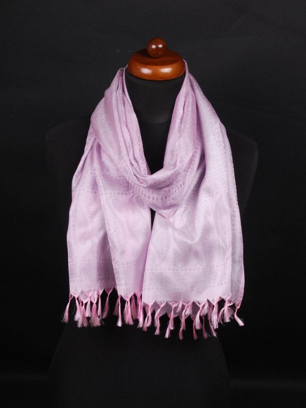 Seidenschal aus Varanasi hellrosa-hellgrau