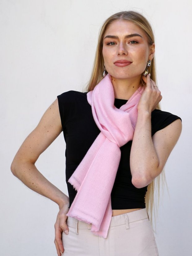 100% Kaschmirschal exklusiv schmal hellrosa