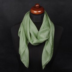 Hedvábný šátek jednobarevný šedozelený