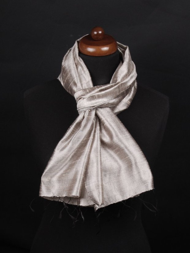 Schal aus Rohseide graubeige