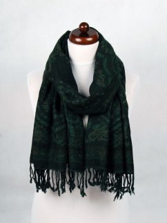Šála z merino vlny tmavě zelená