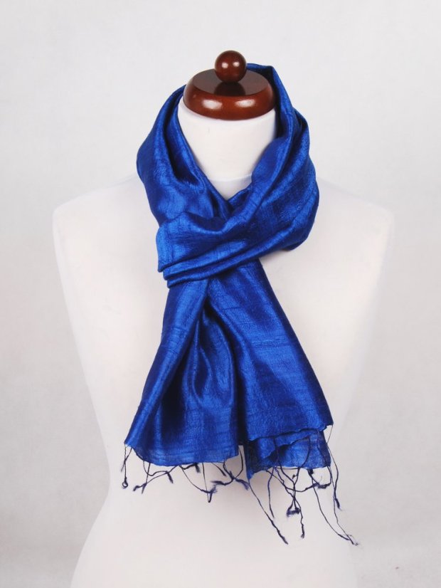 Schal aus Rohseide blau
