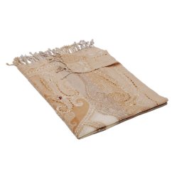 Šála z merino vlny s vyšíváním světle hnědo-šedo-smetanová