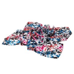 Hedvábný šátek s potiskem s magentou a tmavě tyrkysovou