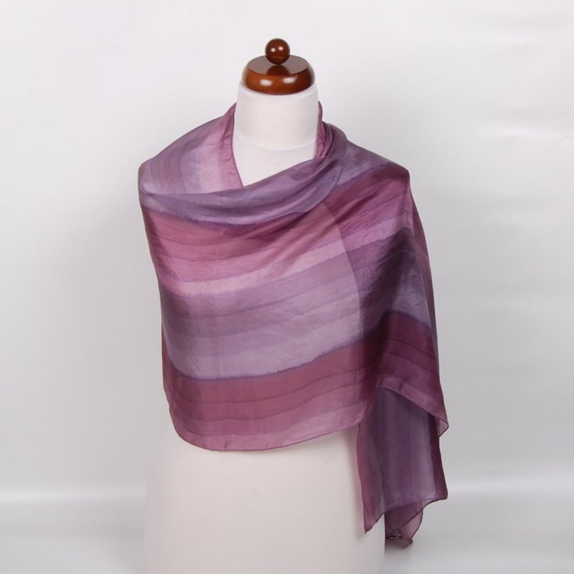 Handgemalter Seidenschal graulila