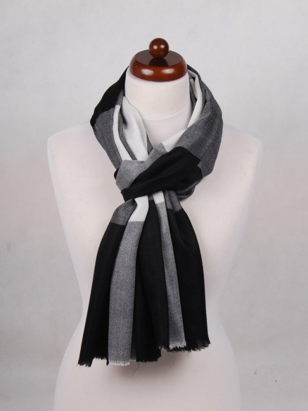 Kaschmirische Pashmina exklusiv kariert schwarz-weiß