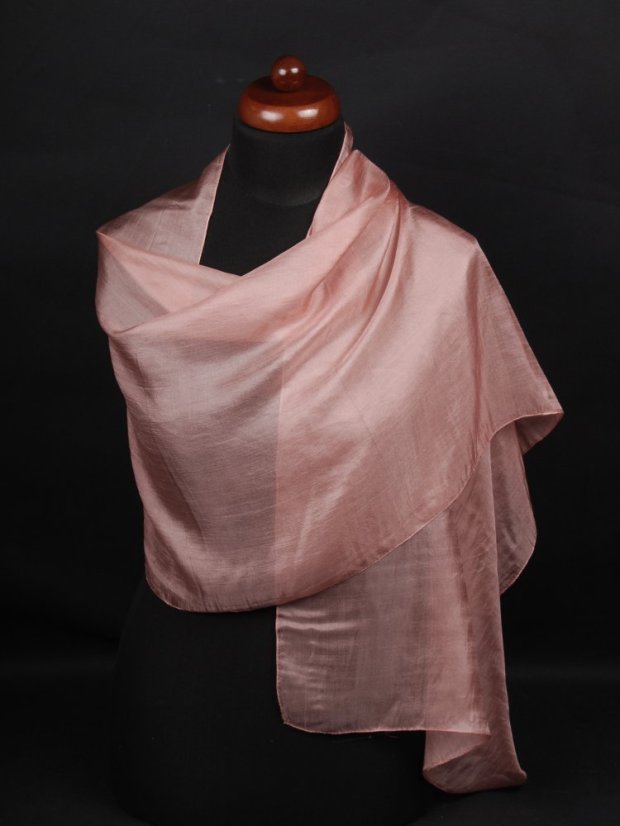 Hedvábná šála jednobarevná béžovorůžová