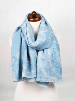 Šál z merino vlny svetlomodrý