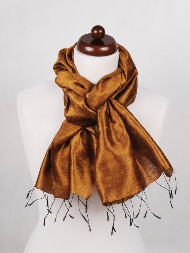 Šála ze surového hedvábí tmavě zlatá