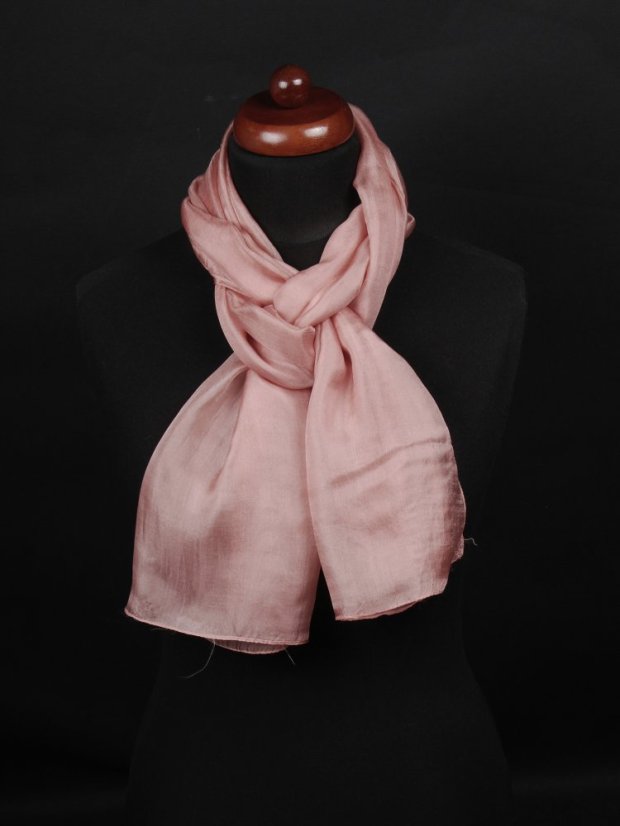 Hedvábná šála jednobarevná béžovorůžová
