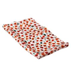 Hedvábná šála s potiskem bílá s červenou a oranžovou