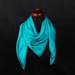 Hedvábný šátek jednobarevný zelenotyrkysový