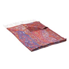 Šál z viskózy a hodvábu červeno-tmavomodro-biely