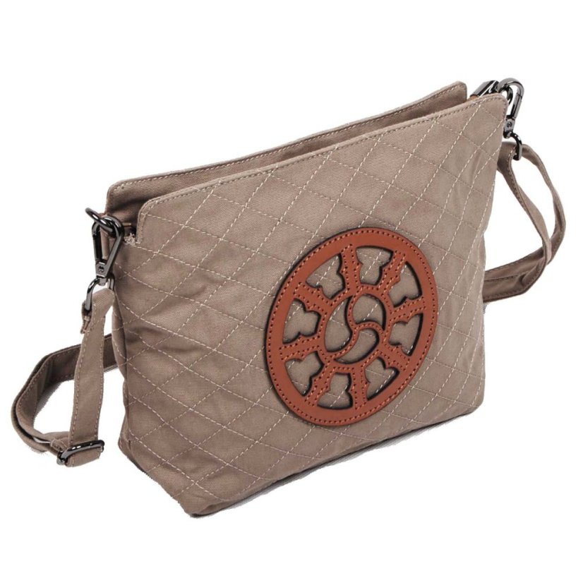 Tibetische Handtasche crossbody Tharpa Khorlo graubraun