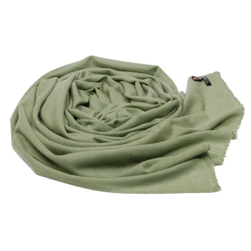 100% Kaschmir-Schal groß hellgrün mit Grau-Stich