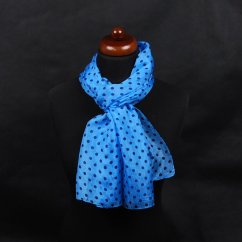 Hedvábná šála s potiskem velká světle modrá s tmavě modrou