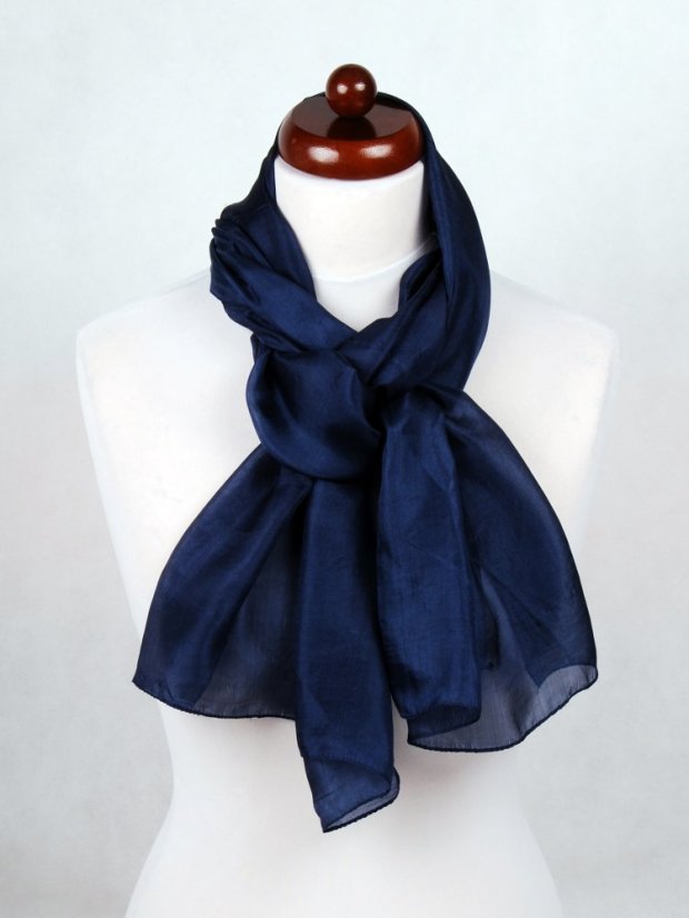 Hedvábná šála jednobarevná tmavě modrá II