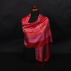 Hedvábná šála Super střední červená s růžovou