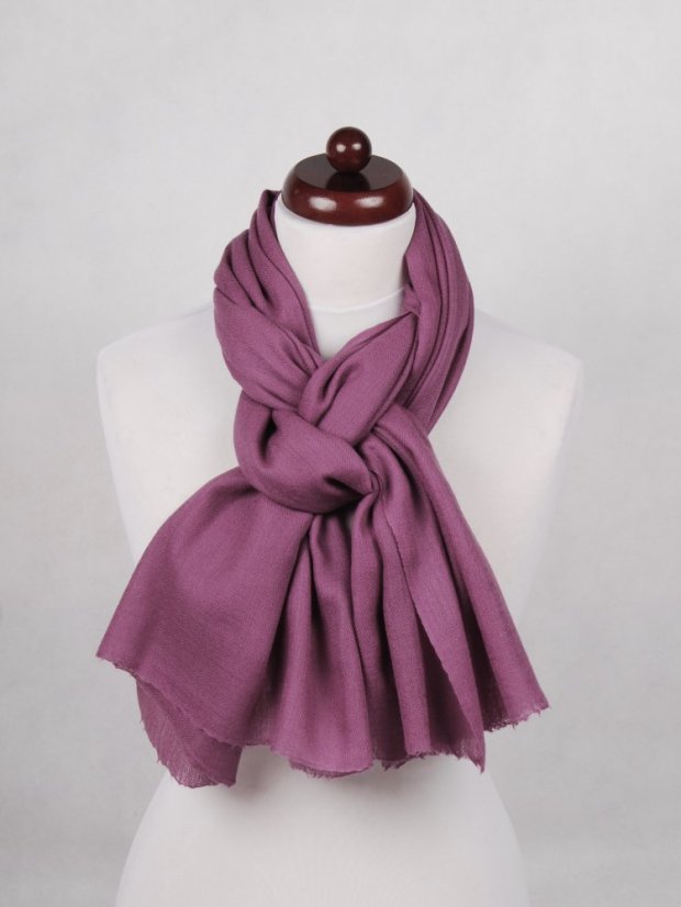 Kašmírska vlnená pašmína Self šedofialová