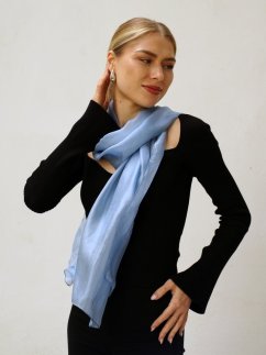 Seidenschal einfarbig hellblau-grau