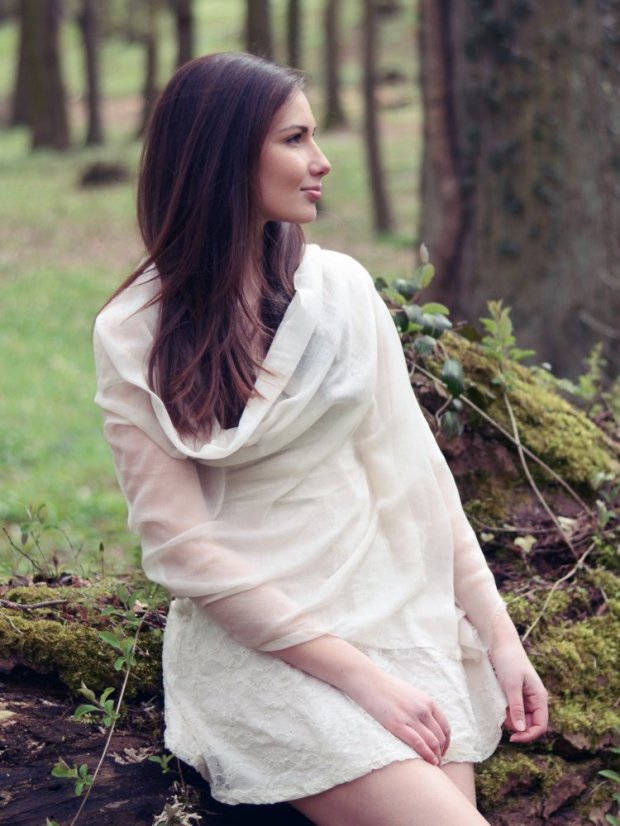 Ring-pashmina exklusiv cremefarben