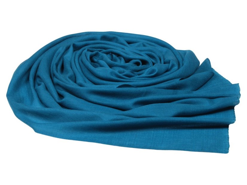 Pashmina-Wollschal Self türkisblau