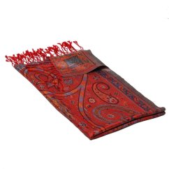 Hedvábná šála Super střední červená se světle modrou