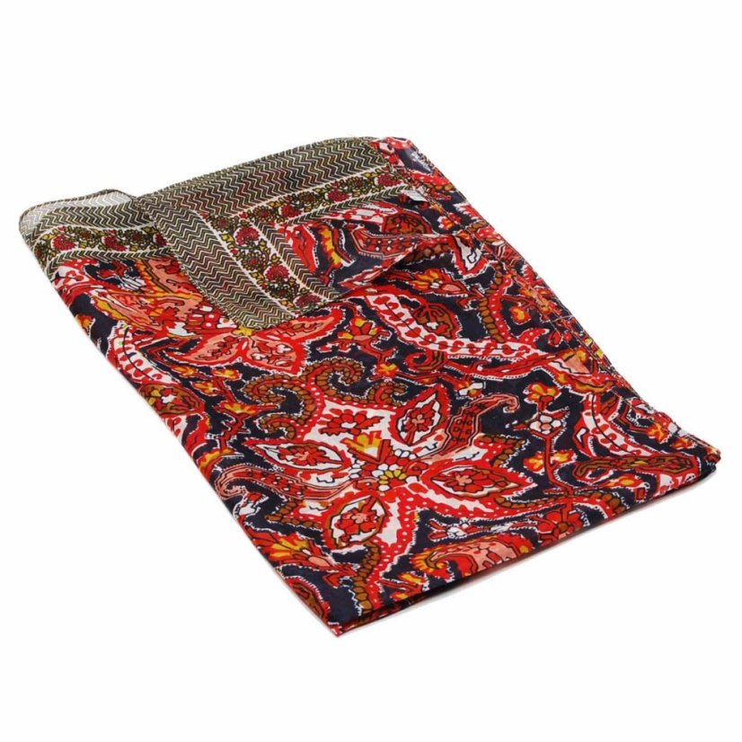 Hedvábná šála s potiskem červeno-černo-bílá