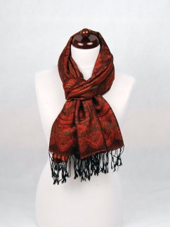 Hedvábná šála Super velká Drolma černo-měděná