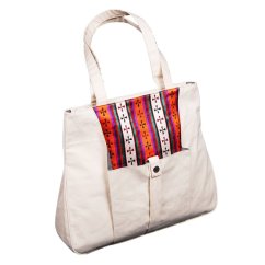 Tibetische Handtasche Tote Samye Druk cremefarben