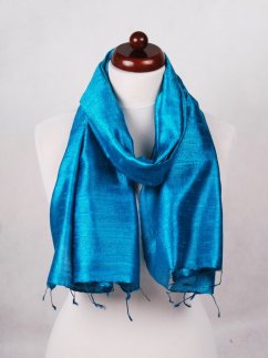 Šála ze surového hedvábí tyrkysová