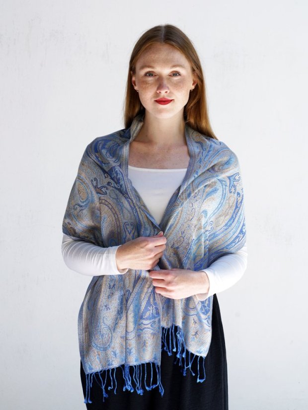 Hedvábná šála Super světle modrá