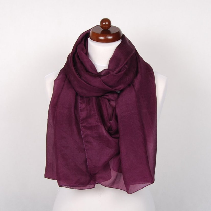Hodvábny šál veľký fialový s nádychom do hnedej farby