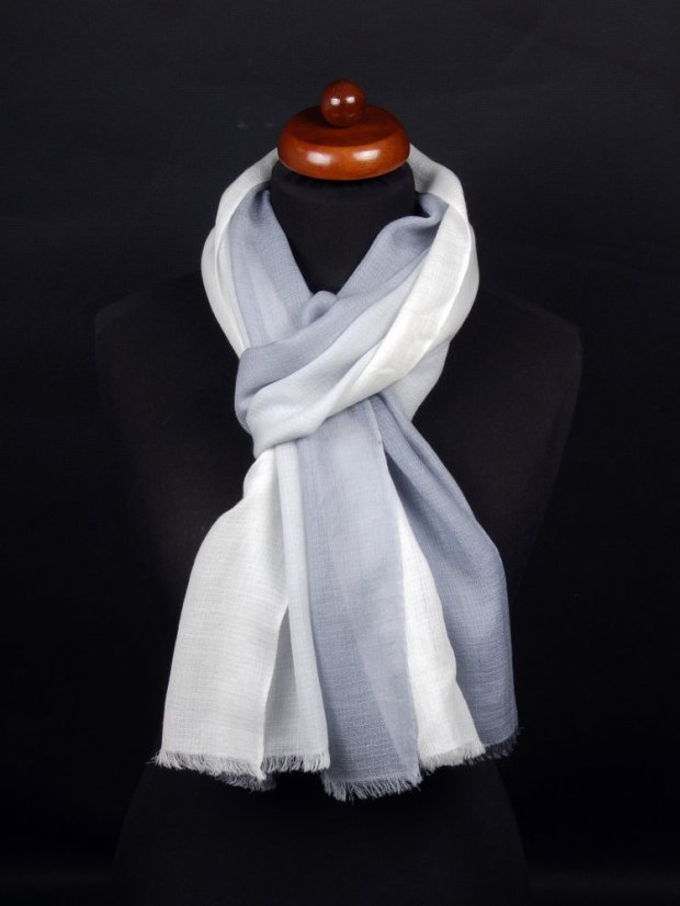 Ring-Pashmina exklusiv Ombre grau mit Cremefarbe