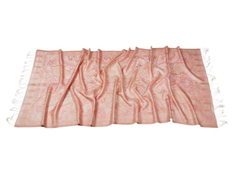 Hedvábná šála Super velká smetanovo-světle růžová