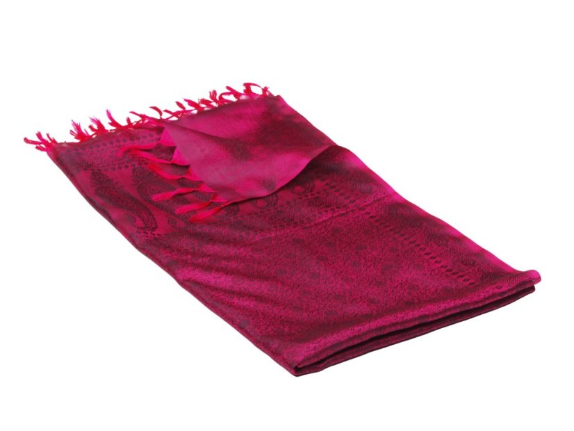 Hodvábny šál z Váránasí tmavoružovo-čierny